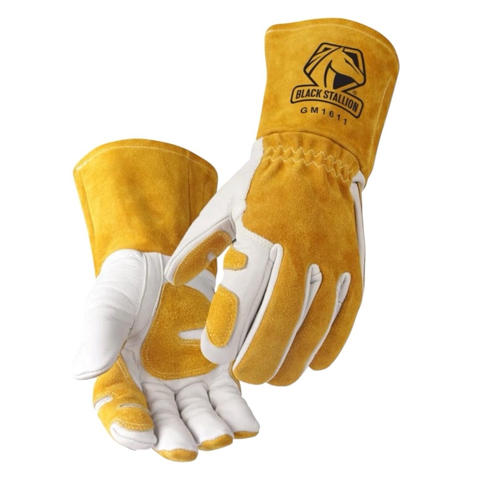 Black Stallion GM1611-WT Cowhide MIG Gloves with Reinforced‎ Palm & Thumb Large